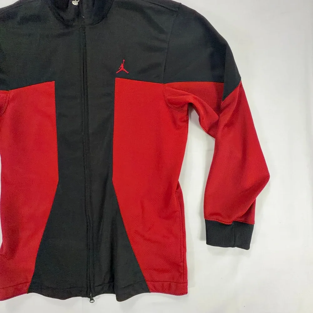 VTG Jordan Womens Track Jacket Full Zip Black‎ Red Colorblock Athletic Jacket M